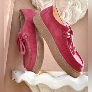 Hush Puppies Women’s 7 Bridget Pink Suede Platform Sneakers New With Tags